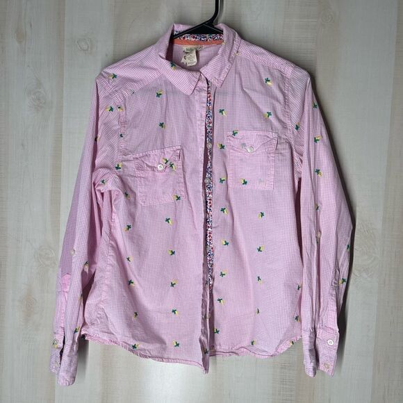 Matilda Jane pink and white check button front blouse top‎ long sleeve, large - Picture 10 of 13